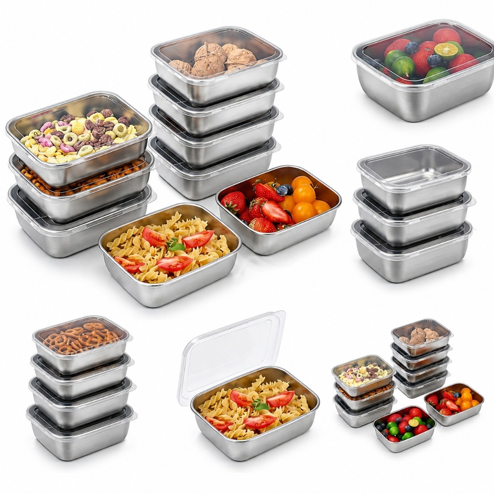 Kitchen Gadgets Organizer - 6PCS Stainless Steel Food Storage Containers