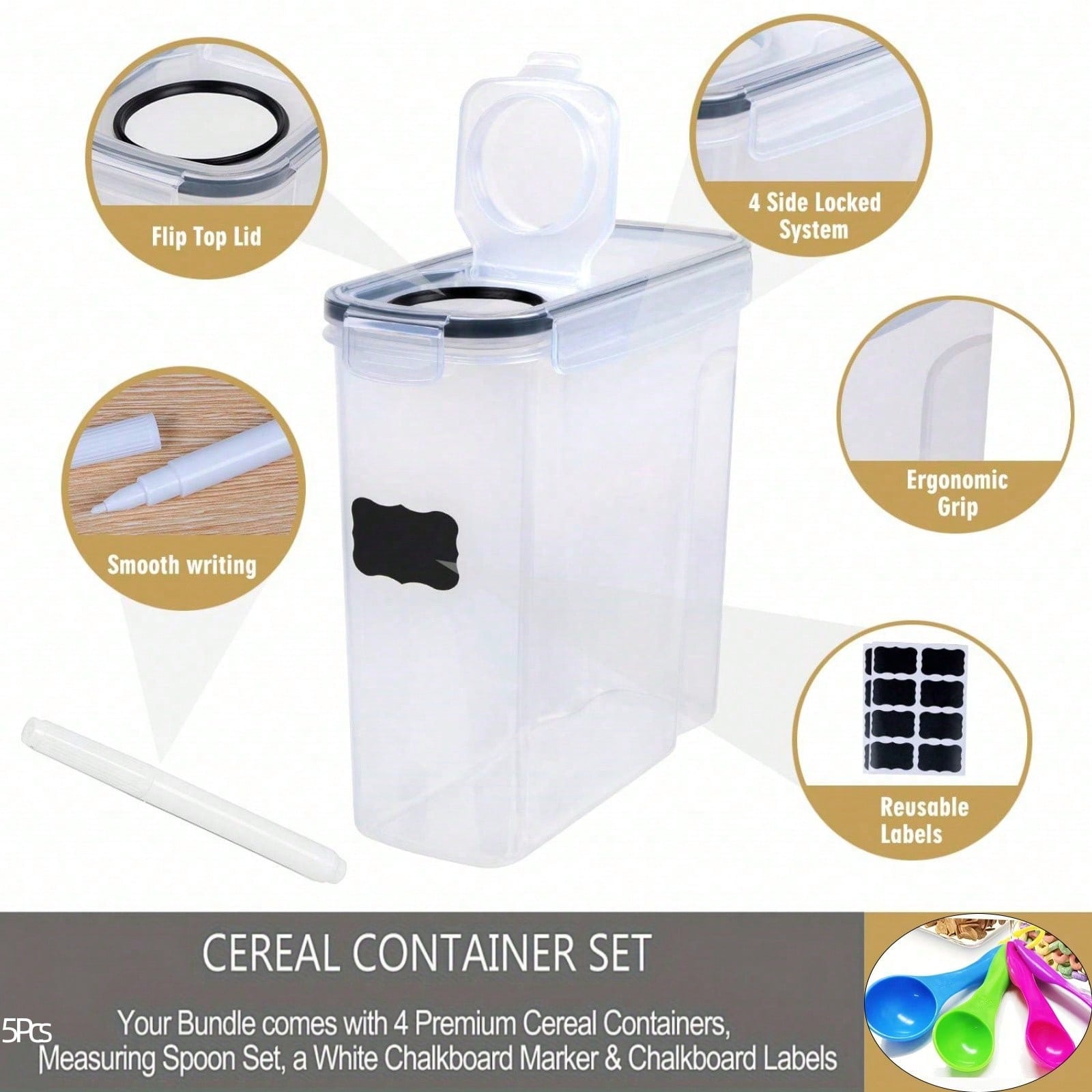 4 Pack Airtight Cereal & Dry F - Kitchen Gadgets Organizer recension och pris